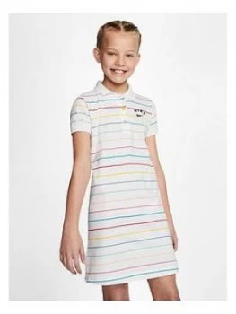 Nike Girls Polo Dress - White Coral