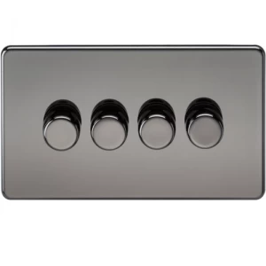 KnightsBridge 60-400W 4G 2 Way 230V Screwless Black Nickel Electric Dimmer Switch