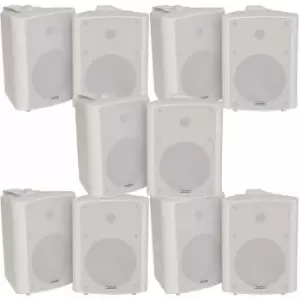 Loops - 10x 90W White Wall Mounted Stereo Speakers 5.25' 8Ohm Quality Home Audio Music