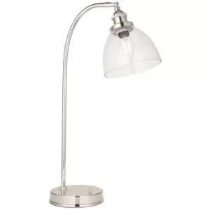 Merano Parma Task Table Lamp, Bright Nickel Plate, Glass