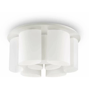 Ideal Lux Almond - 9 Light Flush Ceiling Light White, E27