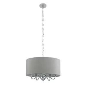 Rocha 5 Way Chrome Chandelier with Grey Shade