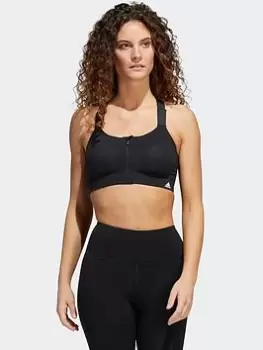 adidas Tlrd Impact Luxe Training High-support Zip Bra, White/Black, Size 32C, Women