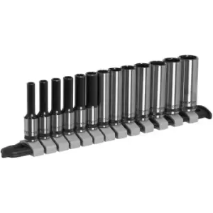 AK7991 Socket Set Deep 13pc 1/4Sq Drive Metric - Black Series - Sealey