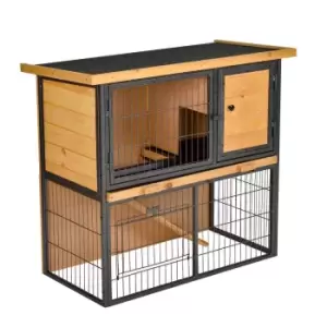 Pawhut Wood-metal Rabbit Hutch w/ Elevated Pet House - Yellow