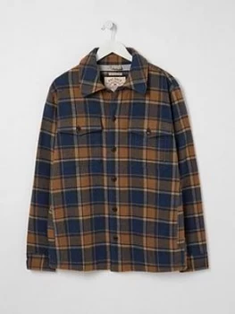 FatFace Milton Check Overshirt - Tan , Tan, Size S, Men