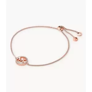 Michael Kors Womens Kors Mk 14K - Plated Sterling Silver Logo Slider Bracelet - Rose Gold