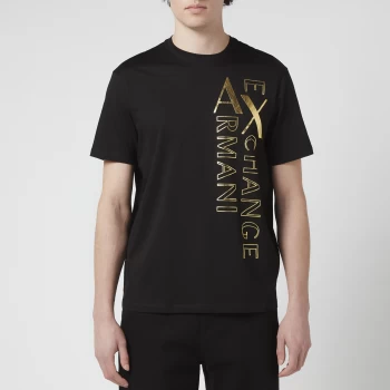 Armani Exchange Mens Diagonal Gold Ax T-Shirt - Black - L