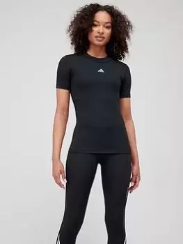 adidas Tech Fit Train T-Shirt - Black/White, Size S, Women