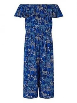 Monsoon Girls S.E.W Sadie Zebra Jumpsuit - Blue, Size 12-13 Years, Women