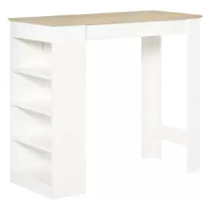 Homcom Bar Table With Built In 4 Tier Shelf White And Natural