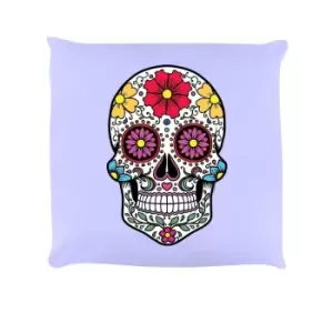 Grindstore Sugar Skull Cushion (One Size) (Lilac)