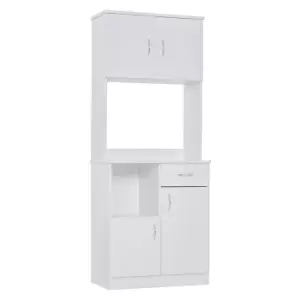 Homcom Freestanding Kitchen Cupboard Storage White Metal Handles