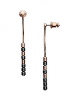 Skagen Rose Gold Tone And Grey Beaded Detail Ladies Drop Earrings