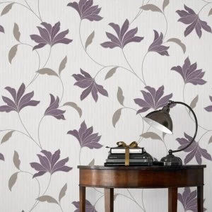 Superfresco Plum & Silver Alannah Wallpaper - One size