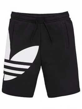 Boys, adidas Originals Youth Trefoil Shorts - Black, Size 13-14 Years