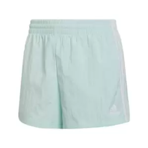 adidas Essentials 3-Stripes Woven Shorts (Loose Fit) Wome - Ice Mint / White