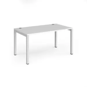 Bench Desk Single Person Rectangular Desk 1400mm White Tops With White Frames 800mm Depth Connex