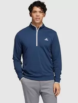 adidas Golf Primegreen UPF Quarter Zip Pullover - Navy/White, Size S, Men