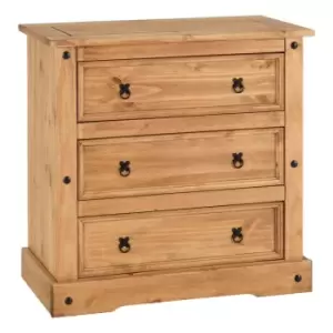 Seconique Corona 3 Drawer Chest - Distressed Waxed Pine