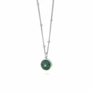 Daisy London Jewellery 925 Sterling Silver Green Aventurine Healing Stone Necklace Sterling Silver