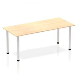 Impulse Straight Table 1800 Maple Post Leg Silver