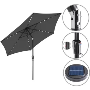 Garden Sun Parasol Patio 24 LED Aluminium Crank Solar 270cm Balcony Cafe Bistro Anthracite