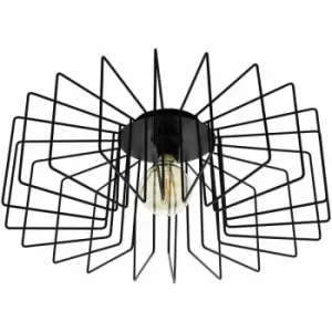 Loops - Flush Ceiling Light Colour Black Open Wire Square Frame Modern Bulb E27 28W