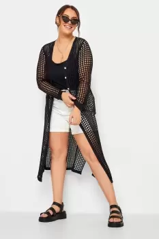 Crochet Button Longline Cardigan