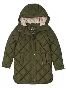 Barbour Girls Sandyford Quilt Coat - Olive Size 10-11 Years, Women