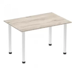 Impulse 1200mm Straight Table Grey Oak Top Chrome Post Leg I003615