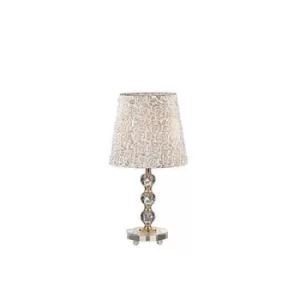 Queen 1 Light Medium Table Lamp Gold with Glass Decoration, E27