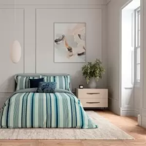 Bedeck of Belfast Oren Cotton Duvet Cover Set Teal - Blue