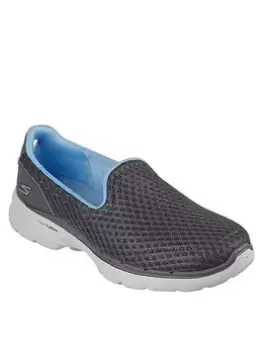 Skechers Go Walk 6 Big Splash Plimsolls, Grey, Size 8, Women