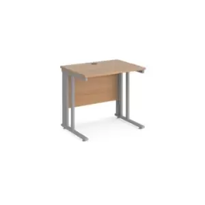 Maestro 25 straight desk 800mm x 600mm - silver cable managed leg frame and beech top