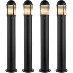 4 PACK Outdoor Bollard Post Light - 60W E27 GLS - 1000mm Height - Matt Black