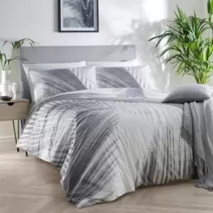 Drift Forward Mindo Palm Leaves Print Reversible Eco-Friendly Duvet Cover Set, Grey, King