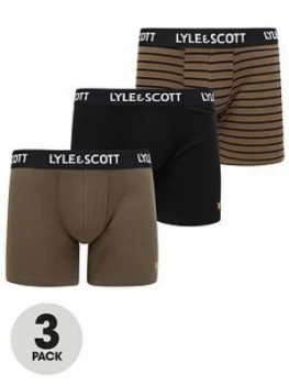 Lyle & Scott Ethan 3 Pack Plain & Stripe Trunk - Multi, Size S, Men