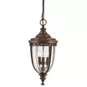 IP23 3 Bulb Traditional Chain Lantern Light British Bronze LED E14 60W