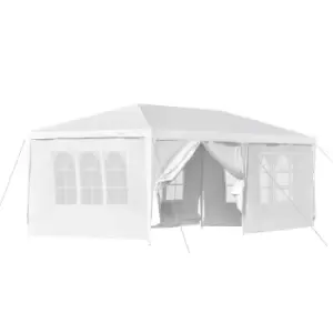 Outsunny 6 X 3M Outdoor Gazebo Canopy Party Tent With 4 Removable Side Walls - White