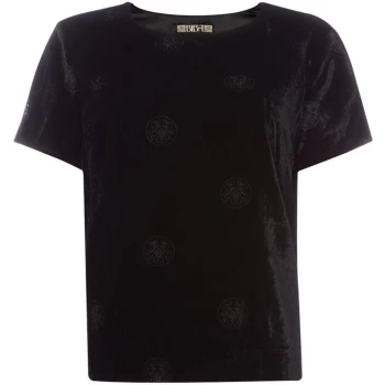 Biba Logo Burnout Velvet - Black