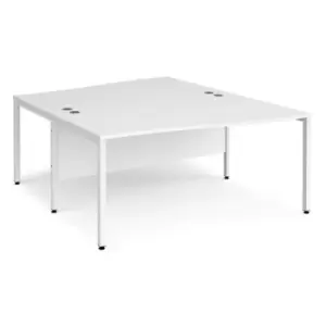 Office Desk 2 Person Wave Desk 1600mm White Tops With White Frames Maestro 25