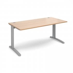 TR10 Straight Desk 1600mm x 800mm - Silver Frame Beech Top