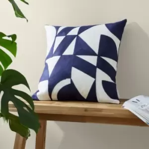 Graphic Geo Loop Embroidered Filled Cushion, Navy, 45 x 45cm - Catherine Lansfield