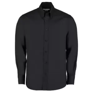 Kustom Kit Mens Tailored Fit Long Sleeved Business Shirt (15inch) (Black)