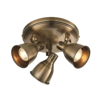 Endon Westbury - LED 3 Light Spotlight Antique Brass Plate, GU10