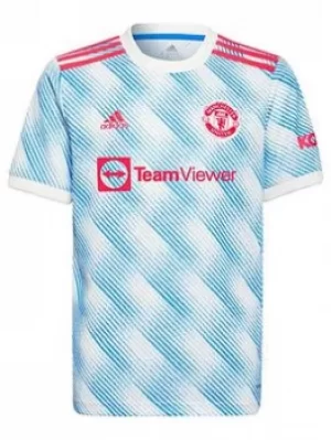 Adidas Manchester United Junior 21/22 Away Shirt, Blue, Size 15-16 Years