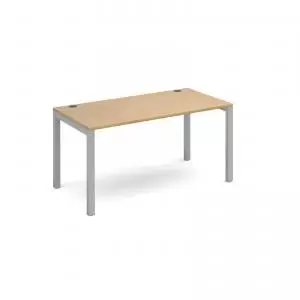 Connex starter unit single 1400mm x 800mm - silver frame and oak top