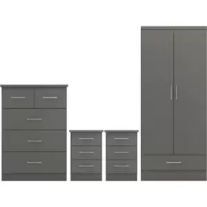 Seconique - Nevada 2 Door 1 Drawer Wardrobe Bedroom Set 3D Grey 2 Man Del