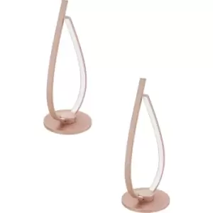 2 PACK Table Desk Lamp Colour Rose Gold Shade White Plastic LED 1x14W Included